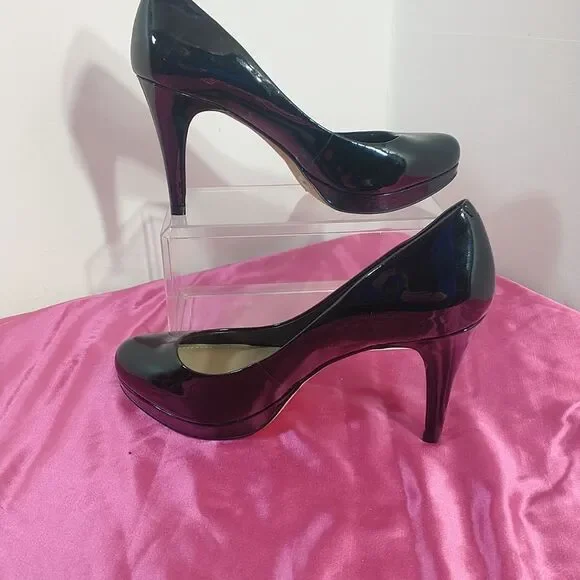 Vince Camuto Womens SZ 6.5M Zella Pump High Heel Black Patent Dress Shoe Classic - Picture 3 of 9